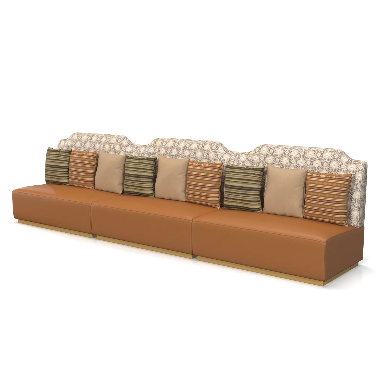 Leather And Wpholstered Banquette Sofa With Cushion PBR 3D Model_06